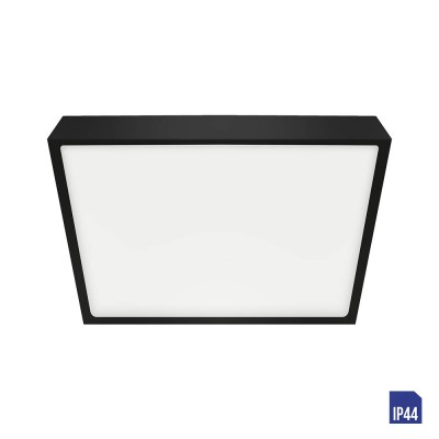 SANSE SQ Stropní svítidlo, těleso hliník, povrch černá, difuzor plast opál, LED 12W, 1020lm, neutrální 4000K Ra80, 230V, do koupelny IP44, tř.1, rozměry 140x140x24mm