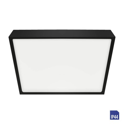 SANSE SQ Stropní svítidlo, těleso hliník, povrch černá, difuzor plast opál, LED 18W, 1530lm, neutrální 4000K Ra80, 230V, do koupelny IP44, tř.1, rozměry 190x190x24mm