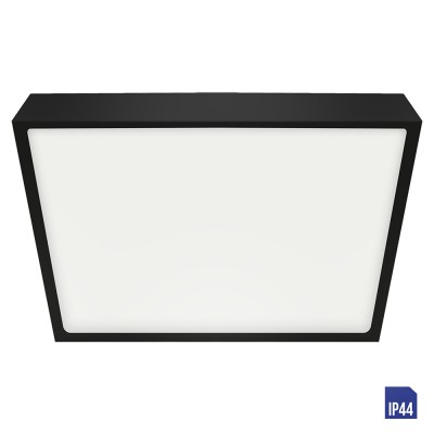 SANSE SQ Stropní, čtvercové svítidlo, těleso hliník, povrch černá, difuzor plast opál, LED 30W, neutrální 4000K, 2750lm,  Ra80, 230V, do koupelny IP44, rozměry 280x280x24mm.