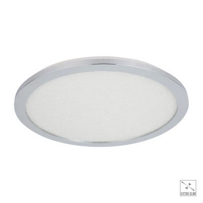 MATEO R Stropní, kruhové svítidlo, těleso kov, povrch chrom, difuzor plast opál s detailem z krystalů, LED 24W, neutrální 4000K, 1800lm, Ra80, 230V, do koupelny IP44, rozměry d=400mm, h=25mm.