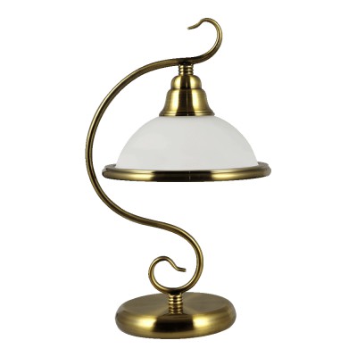 LUCAS TL Stolní dekorativní lampa, těleso kov, povrch zlatá mosaz, difuzor sklo opál, pro žárovku 1x40W, E14, 230V, IP20, tř.2, d=250mm, h=390mm.