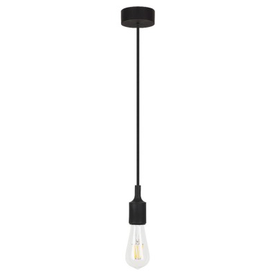 NIION 1x60W E27 Závěsný kabel s objímkou, těleso silikon, povrch černá, pro žárovku 1x60W, E27, 230V, IP20, tř.1. rozměry d=80mm, včetně závěsného kabelu s textilním úpletem h=1500mm, lze zkrátit