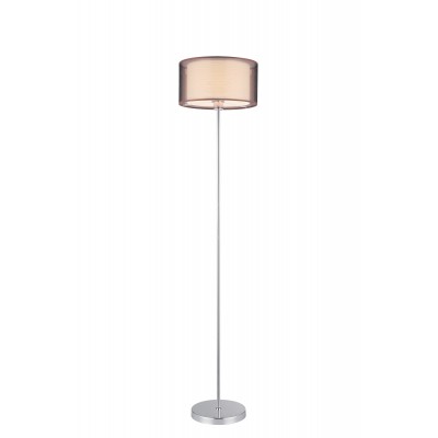 NAPLES stojací lampa Stojací lampa, těleso kov, povrch chrom lesk, stínítko textil vnější hnědá, vnitřní bílá, pro žárovku 1x60W, E27, 230V, IP20, tř.1. rozměry d=350mm, h=1570mm, vypínač na kabelu