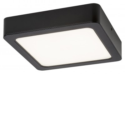 CARUM SQI 12W Stropní svítidlo, těleso plast černá, difuzor plast opál, LED 12W, neutrální 4000K, 1035lm, 230V, IP20, tř.2, rozměry 145x145mm.