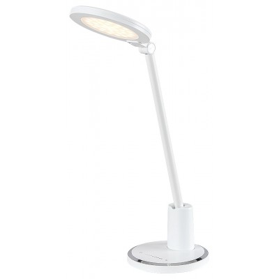 PLATENSIS 4,5W, CCT Stolní kancelářská lampa, těleso kov, povrch bílá, difuzor plast opál, LED 4,5W, přepín teplota CCT teplá 3000K, neutrální 4000K, denní 6000K, 350lm, stmív. 230V, IP20, tř.2, rozměry d=150mm, h=430mm.