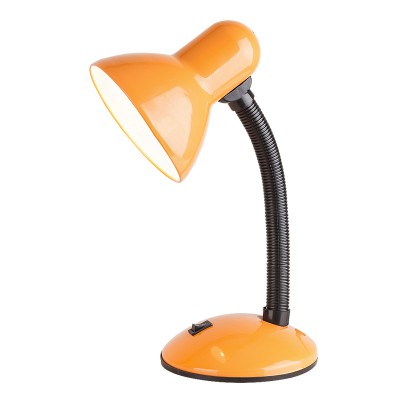 DUHIO 1x40W E27 Stolní lampa, flexibilní rameno, husí krk, základna kov, stínítko kov, povrch lak oranžová lesk, pro žárovku 1x40W, E27, 230V, IP20, tř.1. rozměry d=230mm h=345mm