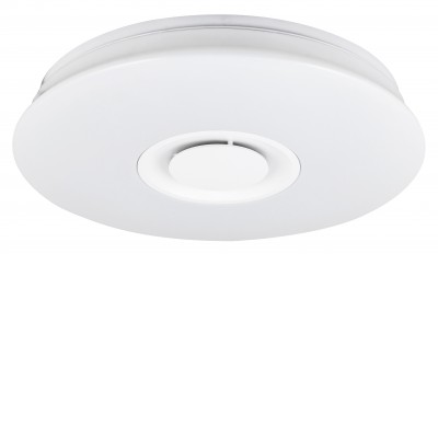 ALBERT LED 24W CCT RGB + BLUETOOTH REPRODUKTOR Stropní svítidlo,  těleso kov, bílá, difusor plast opál, LED 24W, 1440lm, dálk ovl nast CCT teplá 3000K, denní 6500K, RGBW, stmívatelné, 230V, IP20, rozměry d=400mm, Bluetooth reproduktor