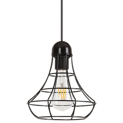 RINTLO PENDANT 1X60W E27 Závěsné svítidlo, základna plast černá, drátěná konstrukce, 1x60W, E27, 230V, IP20, tř.1. rozměry d=200mm, včetně závěsu l=980mm, lze zkrátit