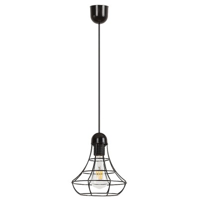 RINTLO PENDANT 1x60W E27 Závěsné svítidlo, základna plast černá, drátěná konstrukce, povrch lak černá lesk, 1x60W, E27, 230V, IP20, tř.1. rozměry d=200mm, včetně závěsu l=980mm, lze zkrátit