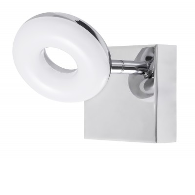 TRENTO nástěnné svítidlo LED 1×5W Nástěnné svítidlo, těleso kov, povrch chrom lesk, difusor plast opál, LED 1×5W, 465lm, neutrální 4000K, 230V, IP44, tř.1. rozměry d=150mm, h=90mm