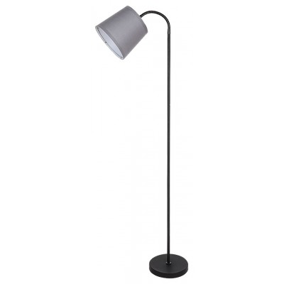 ELETA 1x25W, E27 Stojací lampa, těleso kov, povrch černá, stínítko textil šedá/černá, pro žárovku 1x25W, E27, 230V, IP20, tř.2, rozměry d=220mm, h=1410mm, vypínač na kabelu.