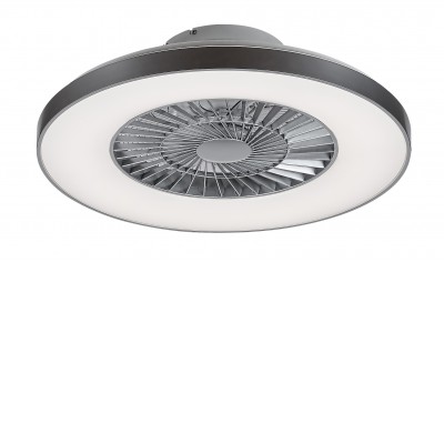 CARDAMO II 40W, CCT Stropní ventilátor s osvětlením, těleso plast stříbrná, difuzor plast opál, LED 40W, CCT přepín teplota teplá 3000K - denní 6000K, 1700lm stmív.dálk. ovl., 230V, IP20, tř.1, rozměry d=595mm, h=205mm.