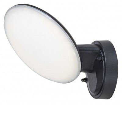 MORINDA 12W, IP54 Nástěnné venkovní svítidlo, těleso plast černá, difuzor plast opál, LED 12W, neutrální 4000K, 720lm, 230V, IP54, tř.1, rozměry d=176mm, h=173mm.