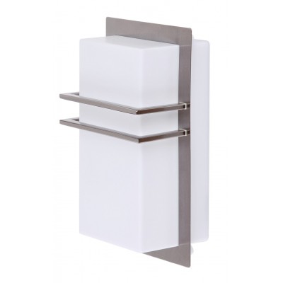 BOMBER 1x11W, E27 Nástěnné venkovní svítidlo, těleso kov, povrch chrom, difuzor plast opál, pro žárovku 1x11W, E27, 230V, IP44, tř.2, rozměry 156x266x100mm.