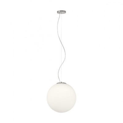 HADES 400mm Závěsné svítidlo, základna kov, povrch chrom broušený, difuzor sklo opál, pro žárovku 1x42W, E27, 230V, IP20, difuzor d=400mm, vč lank závěsu h=1200mm, lze zkrátit