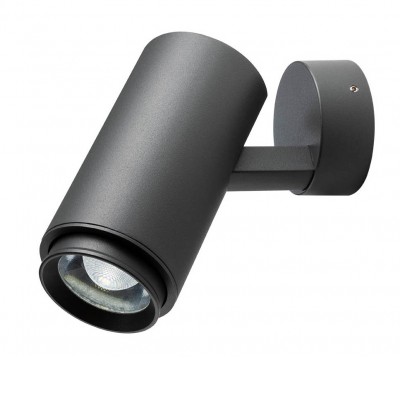 HINNERUP LED 7W, IP54 Přisazené bodové venkovní svítidlo, těleso kov, povrch tmavě šedá, LED 7W, 700lm, teplá 3000K, ZOOM nastavitelný vyzař. úhel 18°-45°, Ra82, 230V, IP54, tř.1, rozměry d=77mm, l=197mm