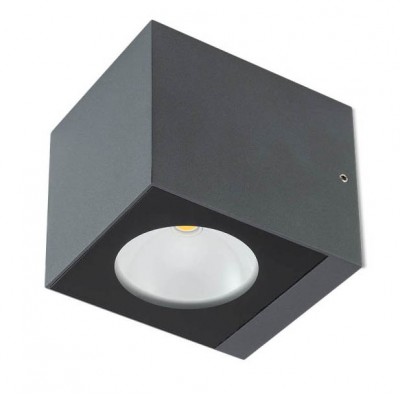 HOJEW I Nástěnné venkovní svítidlo, těleso kov, povrch tmavě šedá, kryt sklo, LED 1x6W, 660lm, teplá 3000K, Ra82, 230V, IP65, tř.1, rozměry 91x91x107mm, svítí dolů.