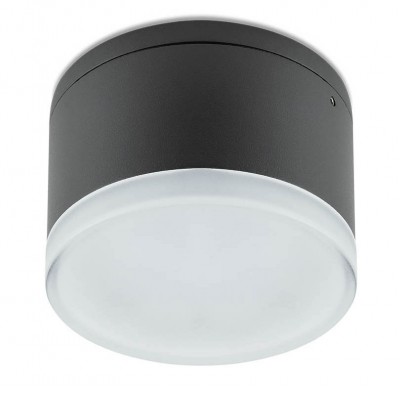 TASTRUP R, LED 9W, IP54 Stropní přisazené venkovní svítidlo, těleso kov, povrch tmavě šedá, difuzor plast opál, LED 9W, 882lm, teplá 3000K, Ra80, 230V, IP54, tř.1, rozměry d=108mm, h=75mm.