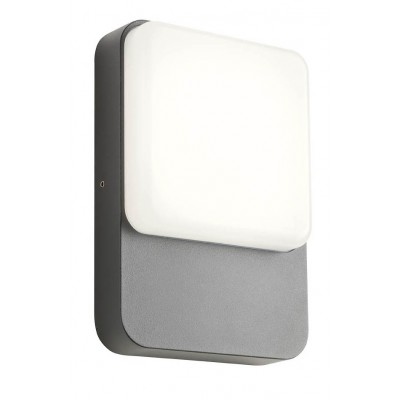 ISHOJ 9W, IP54 Nástěnné venkovní svítidlo, těleso kov, povrch tmavě šedá, difuzor plast opál, LED 9W, 991lm, neutrální 4000K, Ra80, 230V, IP54, tř.1, rozměry 141x206x47mm.