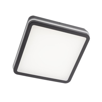 JOLAN SQ, LED 24W, CCT, IP65 Stropní venkovní svítidlo, těleso hliník, šedočerná, difuzor plast, LED 24W, 2060lm, přepín teplota CCT teplá 3000K neutr 4000K denní 6400K, Ra80, 230V, IP54, rozměry 260x260x55mm