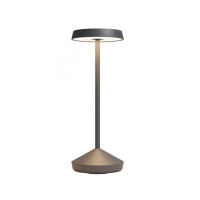 CAESA 2,2W, IP65, CCT Venkovní stolní lampa, těleso hliník, povrch tmavě šedá, dif plast opál, LED 2,2W, nastav. teplota CCT teplá 2700K-3000K, 161lm, dotyk. stmív, 3,7V, IP65, tř.3, d=110mm, h=295mm.