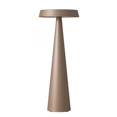 BATARA 2,5W, IP65, CCT Venkovní stolní lampa, těleso hliník, šedobéžová, dif plast, LED 2,2W, nastav. teplota CCT teplá 2700K-3000K, 155lm, dotyk. stmív, 3,7V, IP65, tř.3, d=300mm, h=120mm.