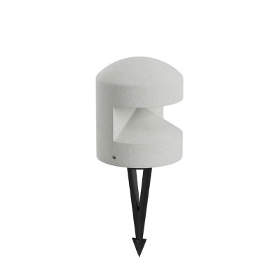 OXYTO 8W 180° 24V Sloupkové svítidlo, těleso beton, barva slonová kost, dif sklo opál, LED 8W, 148lm, teplá 2700K, vyzař. úhel 180°, Ra90, 24V, IP65, tř.3, rozměry d=160mm, h=185mm, vč. bodce do záhonu.