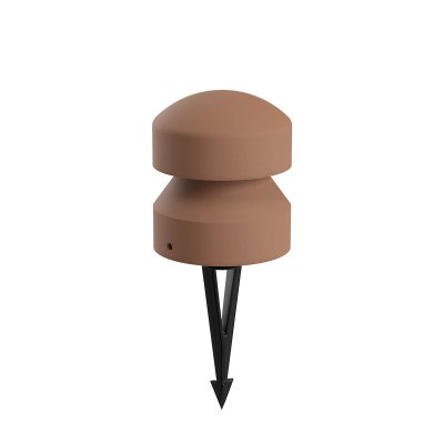 OXYTO 9W 360° 24V Sloupkové svítidlo, těleso beton, barva hliněná, dif sklo opál, LED 9W, 330lm, teplá 2700K, vyzař. úhel 360°, Ra90, 24V, IP65, tř.3, rozměry d=160mm, h=185mm, vč. bodce do záhonu.