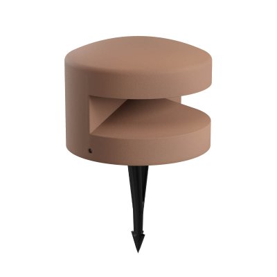 OXYTO 15W 180° 24V Sloupkové svítidlo, těleso beton, barva hliněná, dif sklo opál, LED 15W, 405lm, teplá 3000K, vyzař. úhel 180°, Ra90, 24V, IP65, tř.3, rozměry d=250mm, h=185mm, vč. bodce do záhonu.