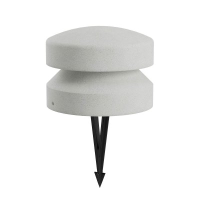 OXYTO 15W 360° 24V Sloupkové svítidlo, těleso beton, barva slonová kost, dif sklo opál, LED 15W, 539lm, teplá 3000K, vyzař. úhel 360°, Ra90, 24V, IP65, tř.3, rozměry d=250mm, h=185mm, vč. bodce do záhonu.