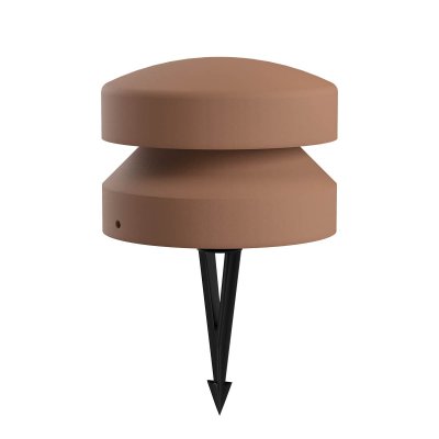 OXYTO 15W 360° 24V Sloupkové svítidlo, těleso beton, barva hliněná, dif sklo opál, LED 15W, 512lm, teplá 2700K, vyzař. úhel 360°, Ra90, 24V, IP65, tř.3, rozměry d=250mm, h=185mm, vč. bodce do záhonu.