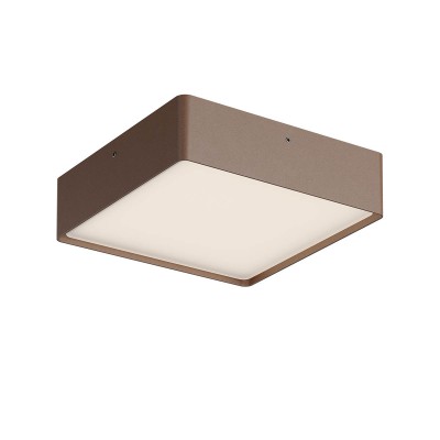 DULO PL SQ 21W CCT Stropní venkovní svítidlo, těleso hliník, povrch hnědá, dif plast opál, LED 21W, 1798lm-1890lm, přepín CCT teplá 2700K-3000K, vyzař úhel 114°, Ra80, 230V, IP65, tř.1, rozměry 220x60x220mm.