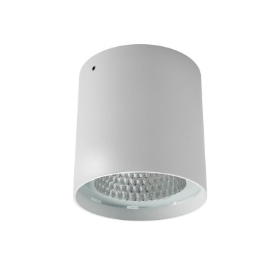 GRINDSTED R 19W TRIAC Stropní bodové venkovní svítidlo, těleso hliník, povrch bílá mat, krycí sklo čiré, LED 19W, 1430lm, teplá 3000K, stmív. TRIAC, vyzař. úhel 40°, Ra80, 230V, IP65, tř.1, rozměry d=95mm, h=107mm.