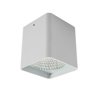 GRINDSTED SQ 19W TRIAC Stropní bodové venkovní svítidlo, těleso hliník, povrch bílá mat, krycí sklo čiré, LED 19W, 1502lm, neutrální 4000K, stmív. TRIAC, vyzař. úhel 40°, Ra80, 230V, IP65, tř.1, rozměry 95x107x95mm.