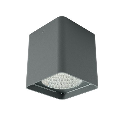 GRINDSTED SQ 19W TRIAC Stropní bodové venkovní svítidlo, těleso hliník, povrch bílá mat/tm. šedá, krycí sklo čiré, LED 19W, teplá 3000K/1430lm, neutrální 4000K/1502lm, stmív. TRIAC, vyzař. úhel 40°, Ra80, 230V, IP65, tř.1, rozměry 95x107x95mm.