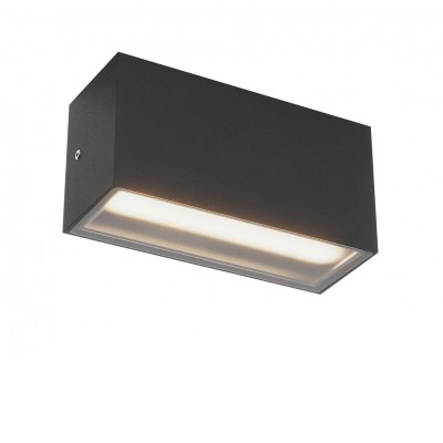 GRISEA WL 20W CCT IP65 Nástěnné venkovní svítidlo, těleso hliník, povrch černá mat, dif sklo opál, LED 20W, 1528lm-1608lm, přepín CCT teplá 2700K-3000K, vyzař úhel 100°, Ra80, 230V, IP65, tř.1, 300x84x110mm, svítí dolů.