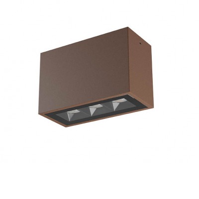 ROSI PL 9W IP65 DALI Stropní přisazené venkovní svítidlo, těleso hliník, povrch hnědá, krycí sklo čiré, LED 9W, 581lm, teplá 2700K, stmív. DALI, vyzař. úhel 38°, Ra80, 230V, IP65, tř.1, rozměry 148x95x68mm.