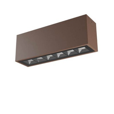 ROSI PL 15W IP65 DALI Stropní přisazené venkovní svítidlo, těleso hliník, povrch hnědá, krycí sklo čiré, LED 15W, 1120lm, teplá 2700K, stmív. DALI, vyzař. úhel 38°, Ra80, 230V, IP65, tř.1, rozměry 265x95x69mm.
