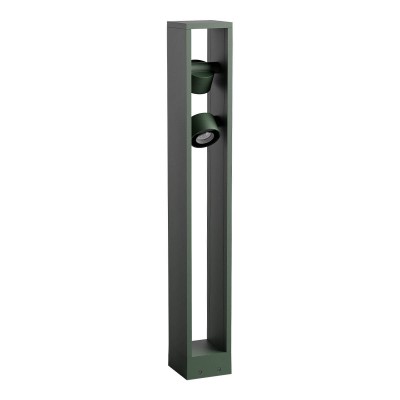 STIPATA FL 2x10W 24V IP65 Sloupkové venkovní svítidlo, nast. směr svícení, těleso hliník, povrch tm. zelená, dif sklo opál, LED 2x10W, 2x720lm, teplá 3000K, vyzař. úhel 35°, Ra80, 24V, IP65, tř.3, rozměry 110x800x110mm.