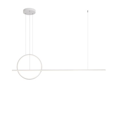 TOGO Závěsné svítidlo, těleso hliník/kov, povrch bílá, dif. plast opál, LED 49W, 3724lm, teplá 3000K, Ra80, stmív., 230V, IP20, rozměry d=200mm, rozměry 1430x100x40mm, vč.záv.kabelu, lze zkrátit