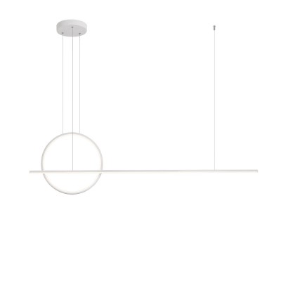 TOGO Závěsné svítidlo, těleso hliník, povrch bílá mat, difuzor plast opál, LED 49W, neutrální 4000K, 3928lm, Ra80, stmív., 230V, IP20, rozměry d=200mm, 1430x100x40mm, vč.záv.kabelu, lze zkrátit