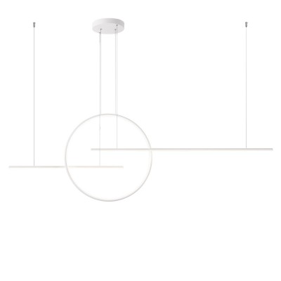 TOGO 2 Závěsné svítidlo, těleso hliník/kov, povrch bílá, difuzor plast opál, LED 66W, 5016lm, teplá 3000K, Ra80, stmív., 230V, IP20, rozměry d=600mm, rozměry 1752x100x40mm, vč.záv.kabelu, lze zkrátit