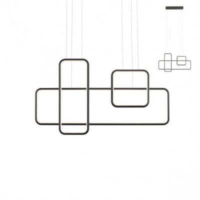 SULI II Závěsné svítidlo, těleso hliník/kov povrch bílá nebo černá, difuzor plast opál, LED 86W, teplá 3000K, Ra80, stmív. 230V, IP20, rozměry 900x500x520mm, vč.záv.kabelu h=1045mm, lze zkrátit