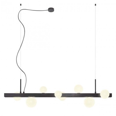QUERCINA HL 8x28W, G9 Závěsné svítidlo, těleso kov a hliník, povrch černá mat, difuzor sklo opál, pro žárovku 8x28W, G9, 230V, IP20, tř.1, rozměry 850x240x260mm , lze zkrátit.