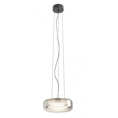 DELF HL 24W/36W CCT Závěsné svítidlo, základna kov, povrch černá, dif plast opál, stínítko sklo kouřové, LED 24W/1731lm, 36W/2347lm, přepín CCT teplota teplá 3000K/neutr 4000K, Ra94, 230V, IP20, tř.1, rozměry dle typu.