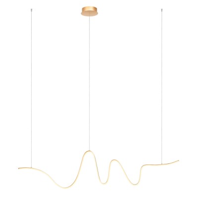 BRUGE HL 34W, STEP Závěsné svítidlo, základna hliník, povrch zlatá mat, dif plast opál, LED 34W, 2380lm, teplá 3000K, stmív. STEP, 230V, IP20, tř.2, rozměry 1600x400mm, vč závěs lanka l=1100mm, lze zkr.