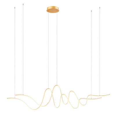 BRUGE HL 68W, STEP Závěsné svítidlo, základna hliník, povrch zlatá mat, dif plast opál, LED 68W, 4760lm, teplá 3000K, stmív. STEP, 230V, IP20, tř.2, rozměry 1710x400mm, vč závěs lanka l=1100mm, lze zkr.