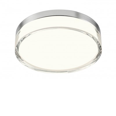 SUKIE 8W IP44 Stropní svítidlo, základna kov, povrch chrom, dif plast opál a čirý, LED 8W, 812lm, neutrální 4000K, Ra90, 230V, IP44, tř.1, rozměry d=150mm, h=49mm.