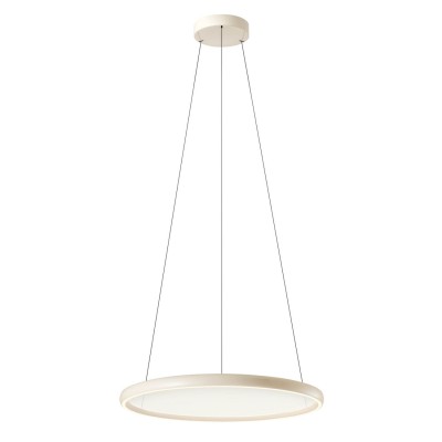 SAROS 45W+45W, CCT Závěsné svítidlo, hliník, béžová lesk, dif plast čirý, LED 45W+45W, 5435lm-5610lm, dálk. ovl. CCT teplá 2700K-denní 5000K, stmív, Ra90, 230V, IP20, tř.1, d= 805mm, vč lank. závěsu l=1500mm, lze zkr.