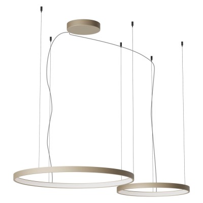 LEVERI HL R 98W TRIAC CCT Závěsné svítidlo, hliník, povrch stříbrno-kávová, LED 98W, 5739lm-6103lm, přepín. CCT teplá 2700K-neutr 4000K, stmív. TRIAC, Ra90, 230V, IP20, tř.1, d=500+750mm, vč závěs lanka l=3000mm, lze zkr.